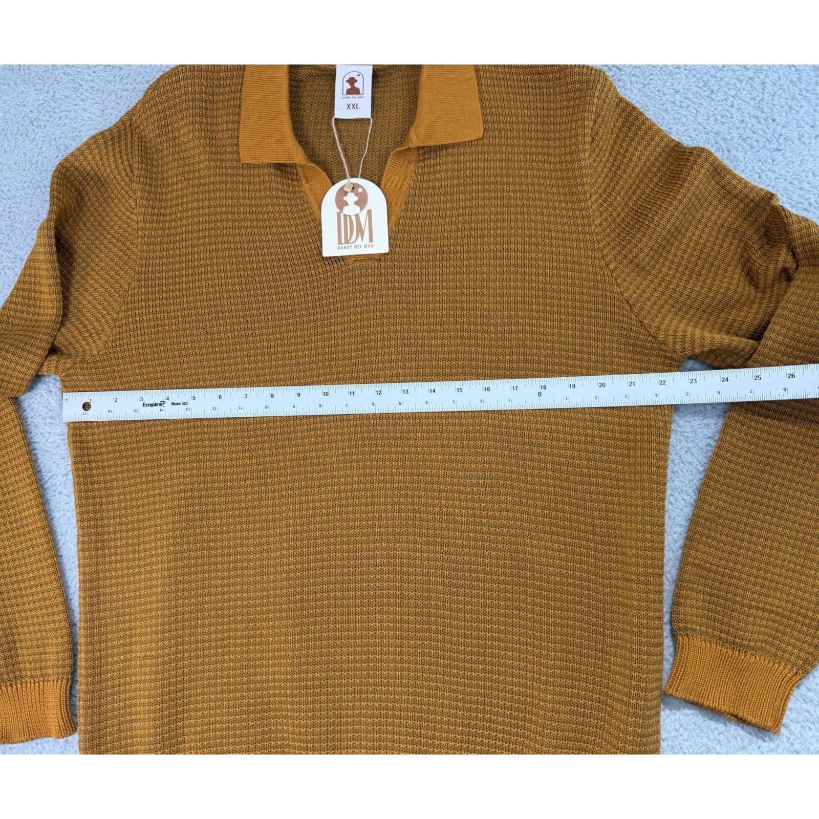 Dandy Del Mar Polo Men’s 2xl The Sebastian Knit Long Sleeve Polo Burnt Sienna — image 7 of 8